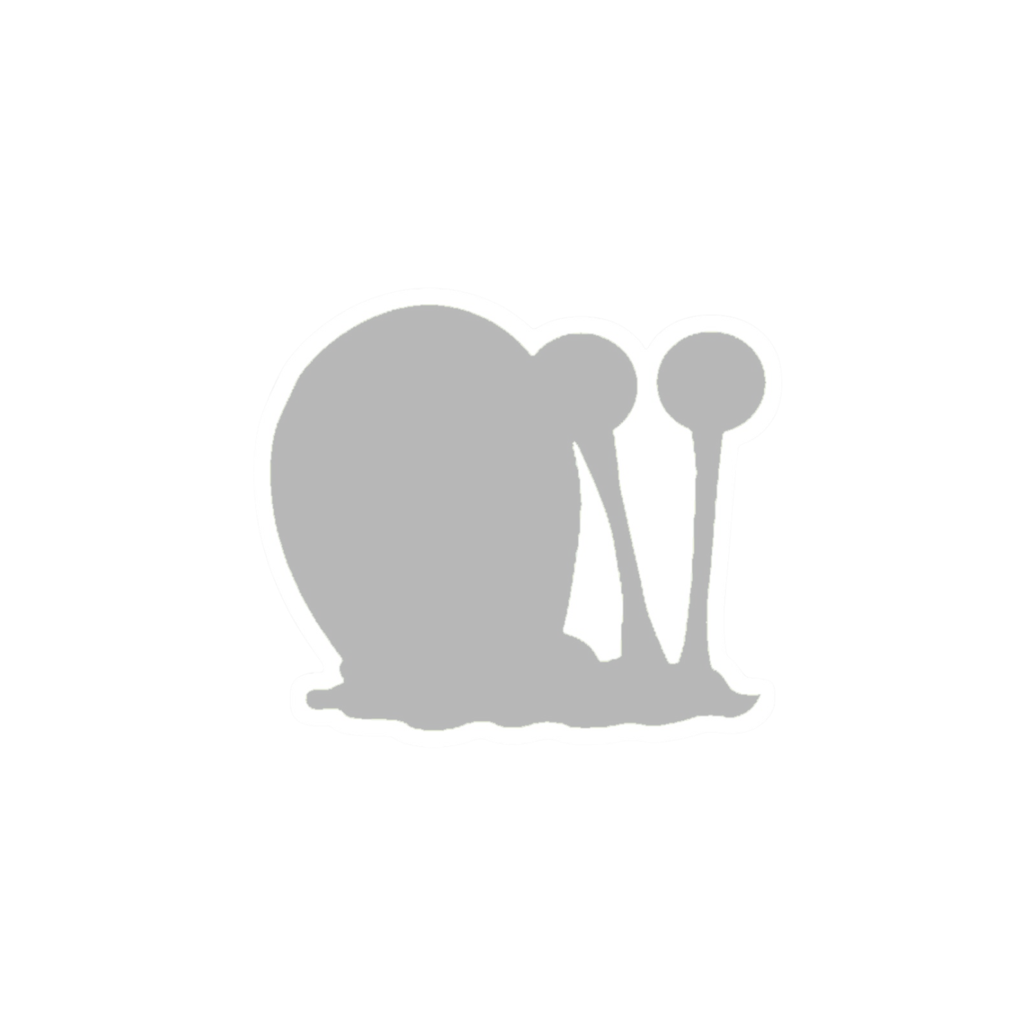 Black and white illustration of a snail with a small, round shell and two eye stalks.