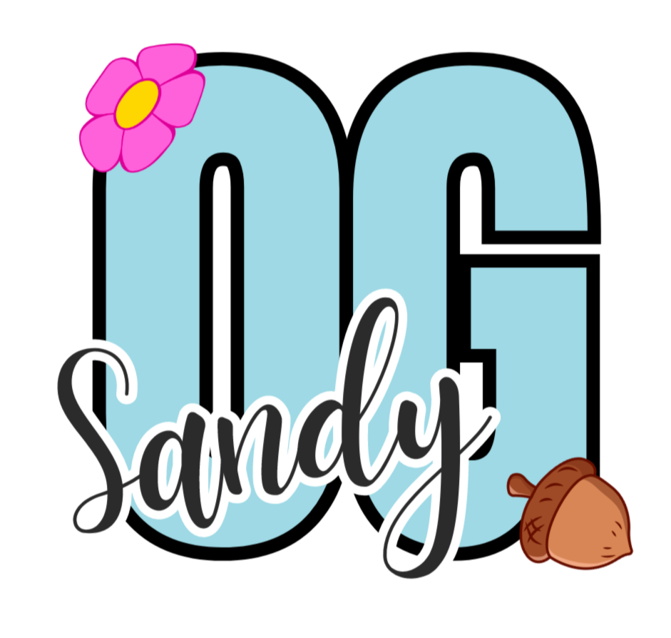 Cute graphic with the text '06 Sunday' in large blue font, decorated with a pink flower and an acorn.