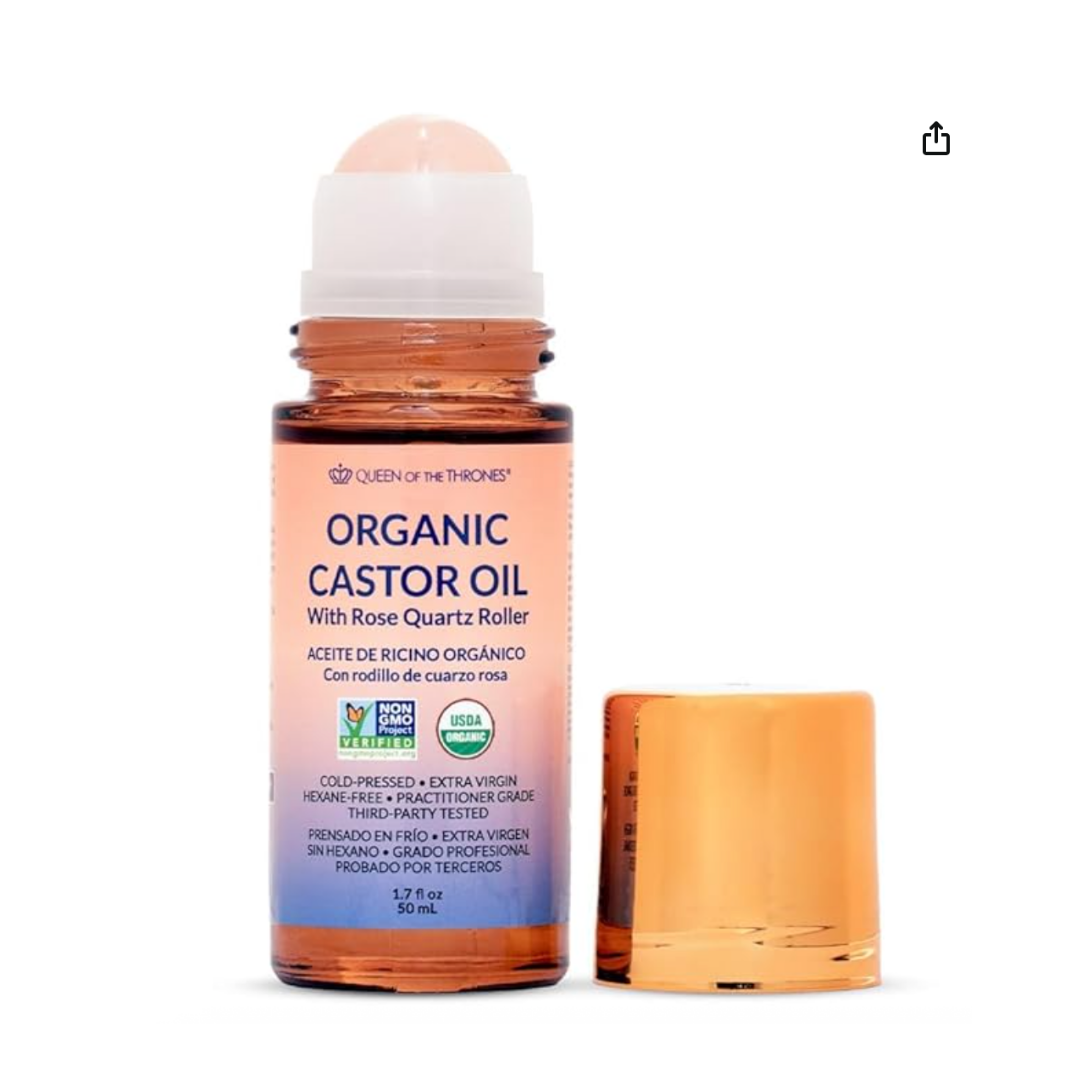 Queen of the Thrones Organic Castor Oil with Rose Quartz Roller