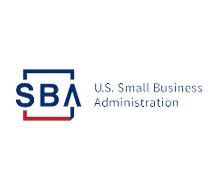 U.S. Small Business Administration logo with blue, red, and black text on a black background.
