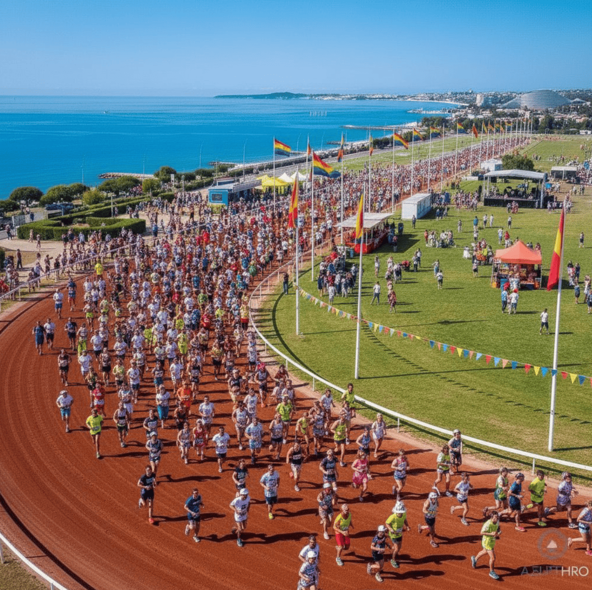 Courir sur la piste de trot de l'hippodrome cagnes sur mer près de Nice