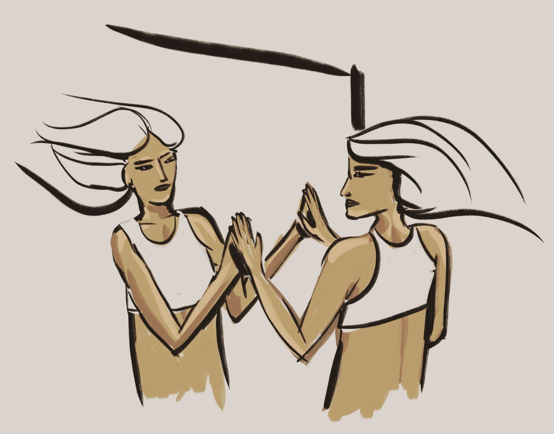 Illustration of a human looking at themselves in the mirror