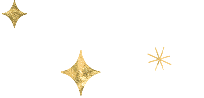 Gold stars and sparkles on a black background