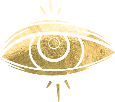 Close-up of a shiny, gold-colored object with textured surface and beveled edges.