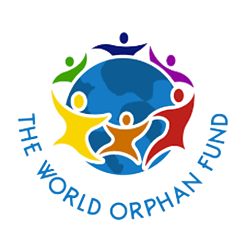Logo of The World Orphan Fund featuring a purple crown and shield with the organization's name.