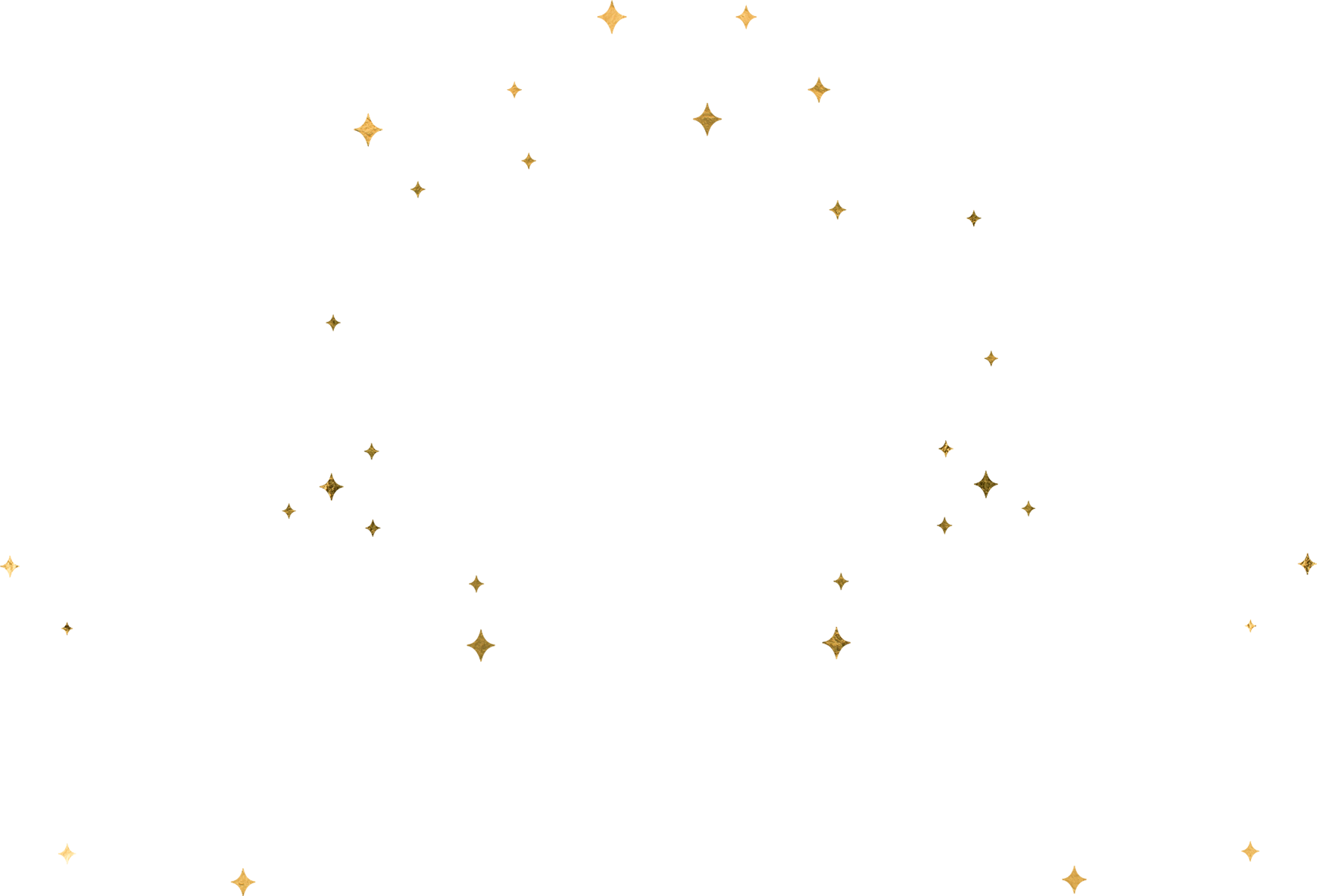 Black background with scattered gold stars of various sizes and brightness.