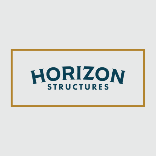 Horizon Structures logo with company name on a framed background