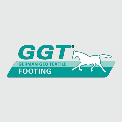 GGT German Geo Textile Footing logo with a horse illustration.