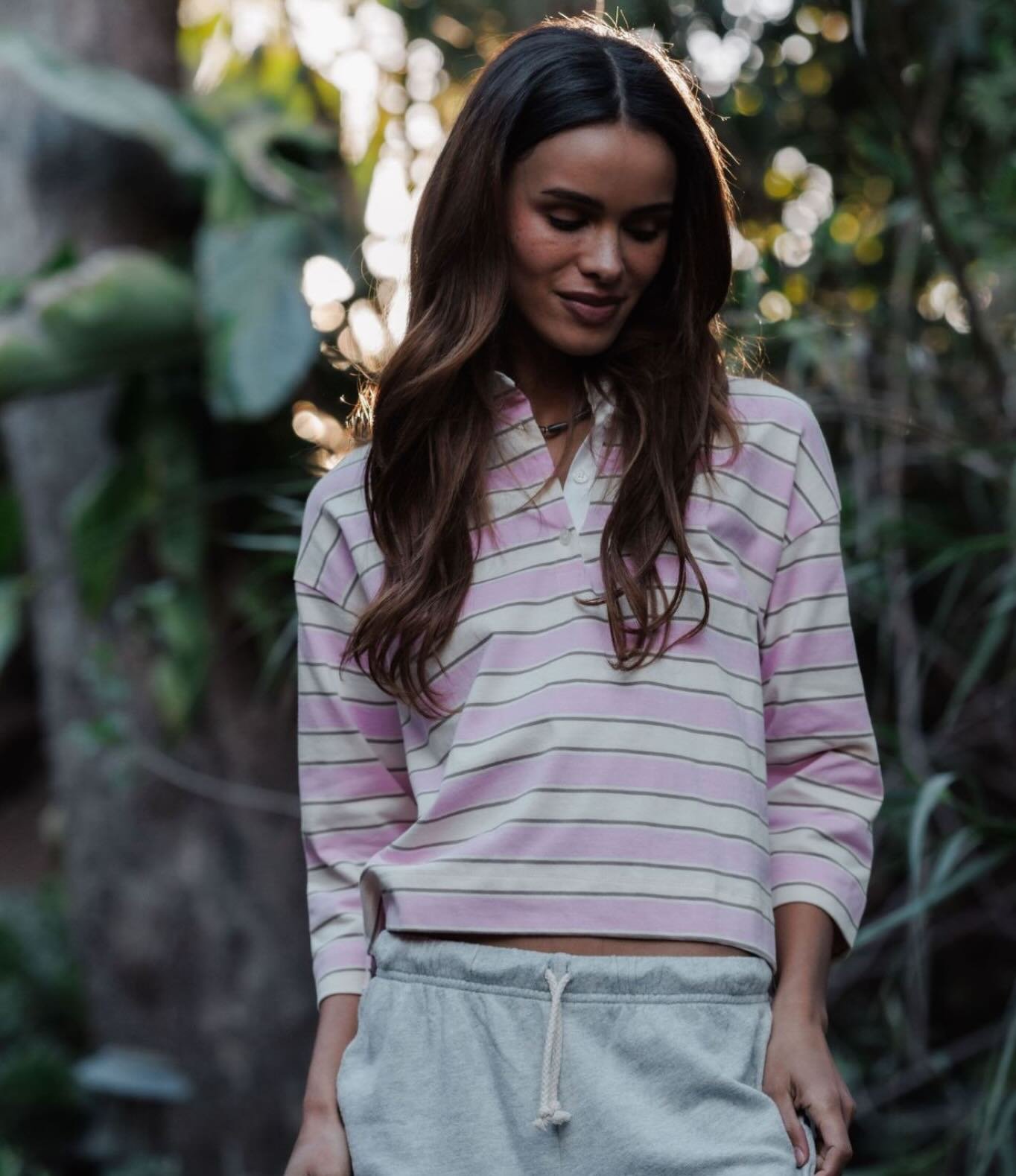 A little sporty in @perfectwhitetee Daria rugby polo