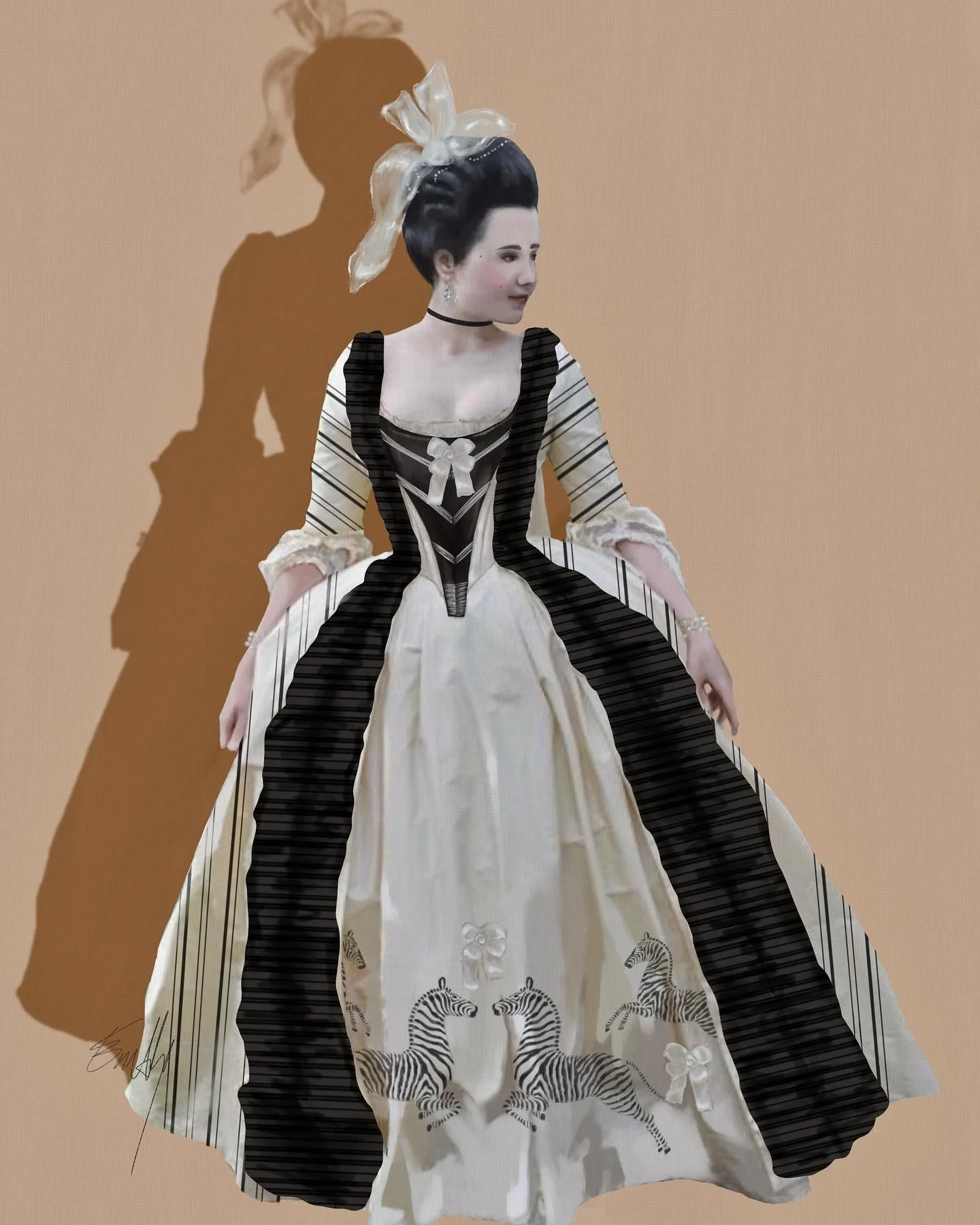 Drawing a zebra dress in honor of being a medical zebra myself 🦓
.
The zebra is a symbol for EDS (@ehlers.danlos )and rare diseases in general. It&rsquo;s a reference to the medical idiom &ldquo;when you hear hooves think horses not zebras&rdquo;. U