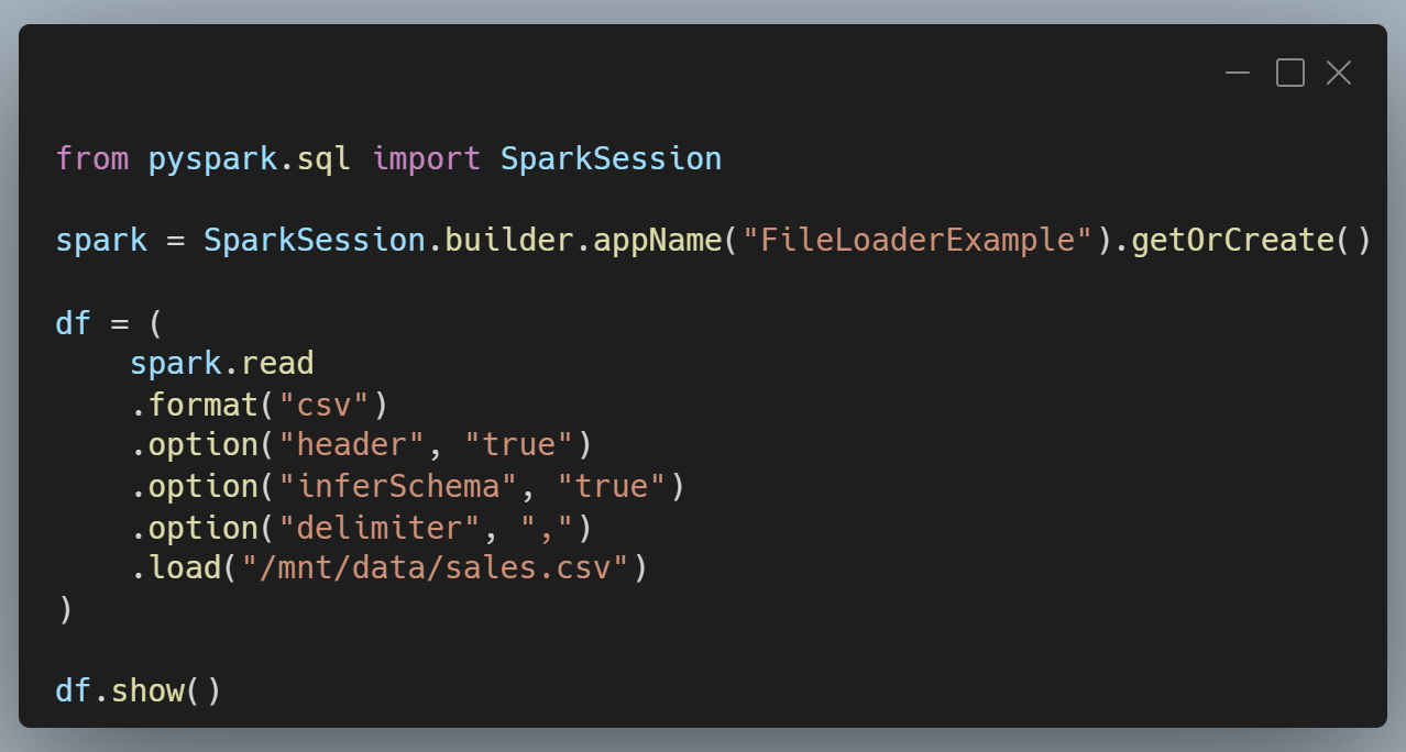 Example of PySpark using builder method