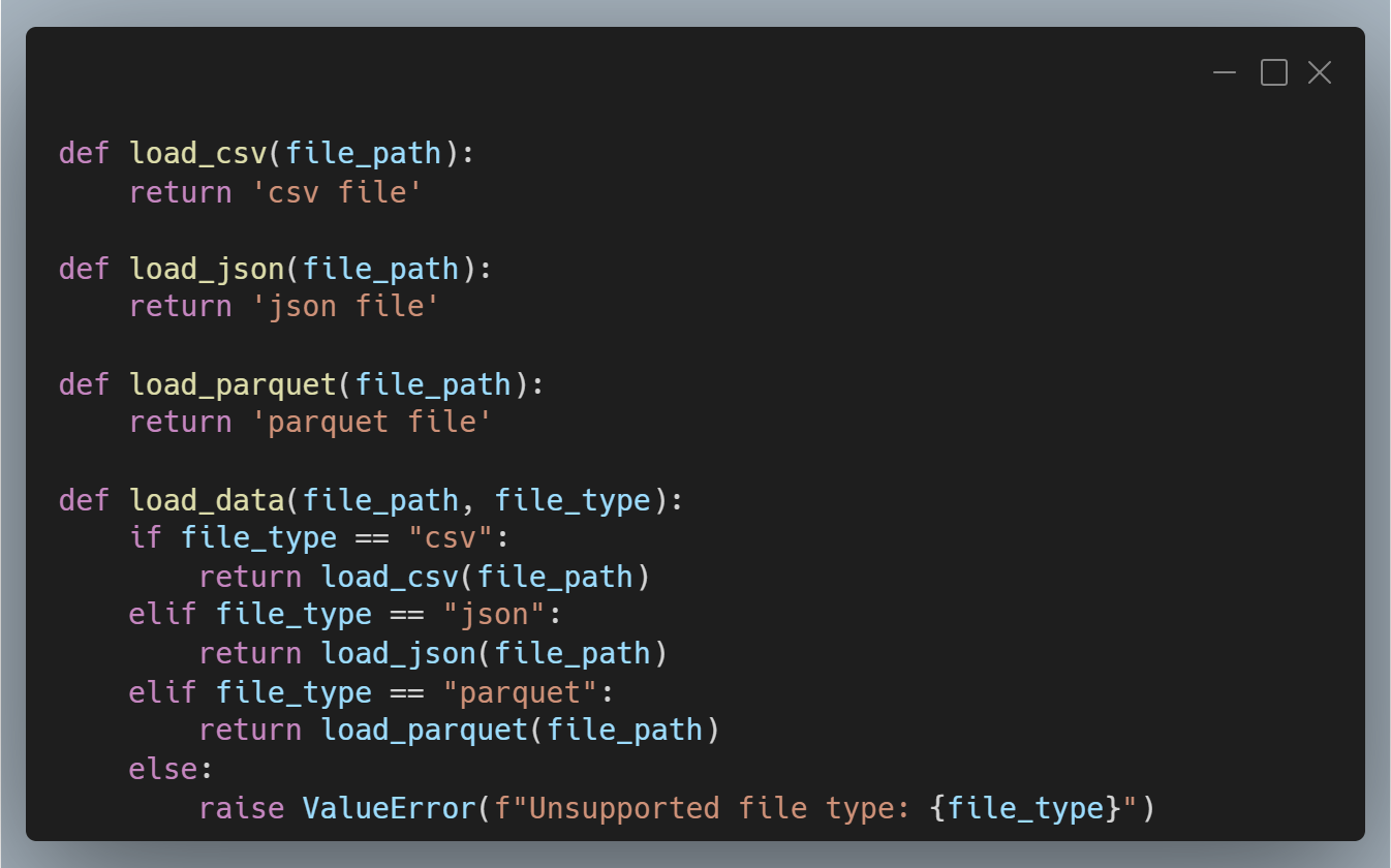 Example if/elif/else creation chain