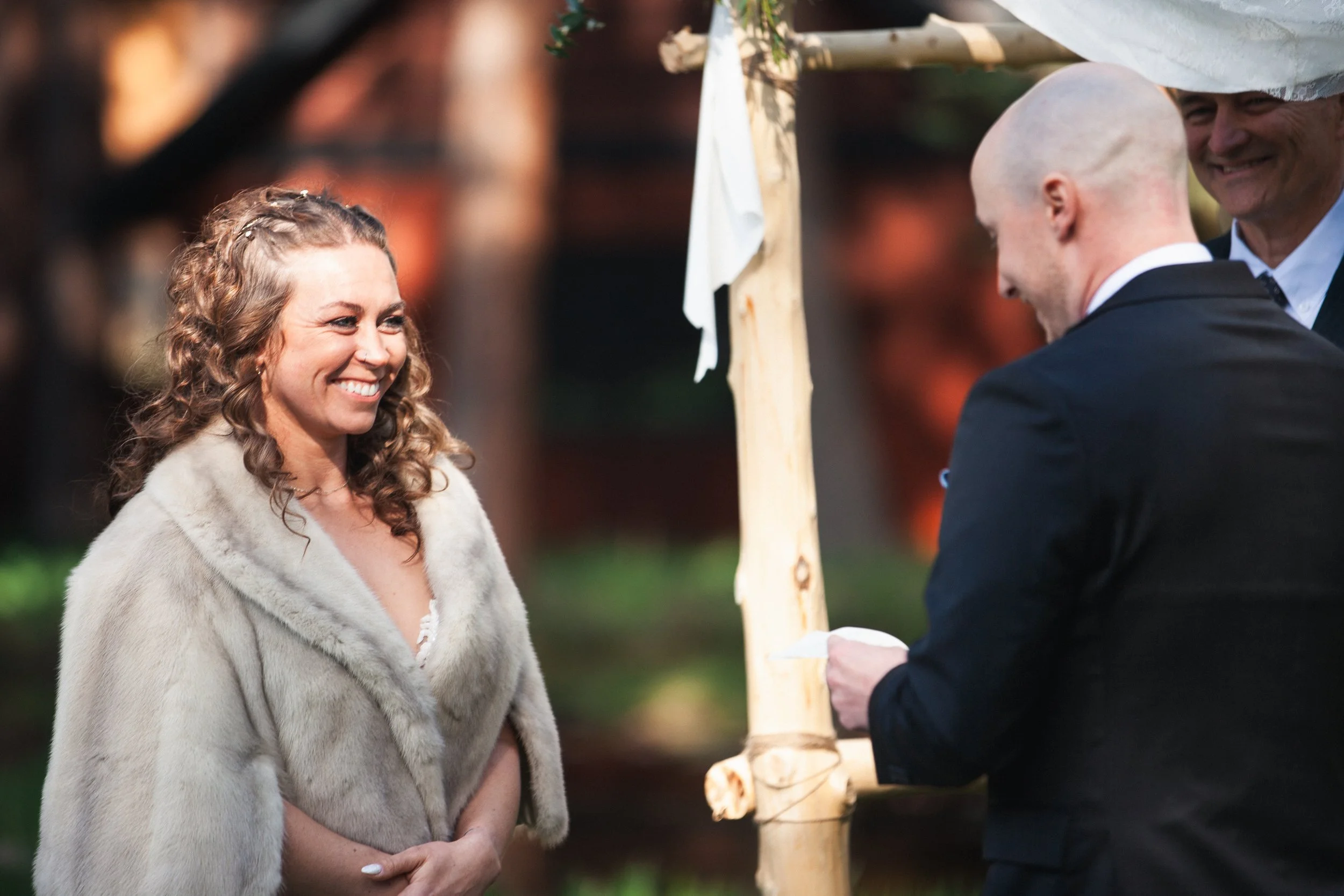 Editorial wedding ceremony documenting genuine emotion and timeless moments. Five Pine Lodge. Sisters Oregon. 