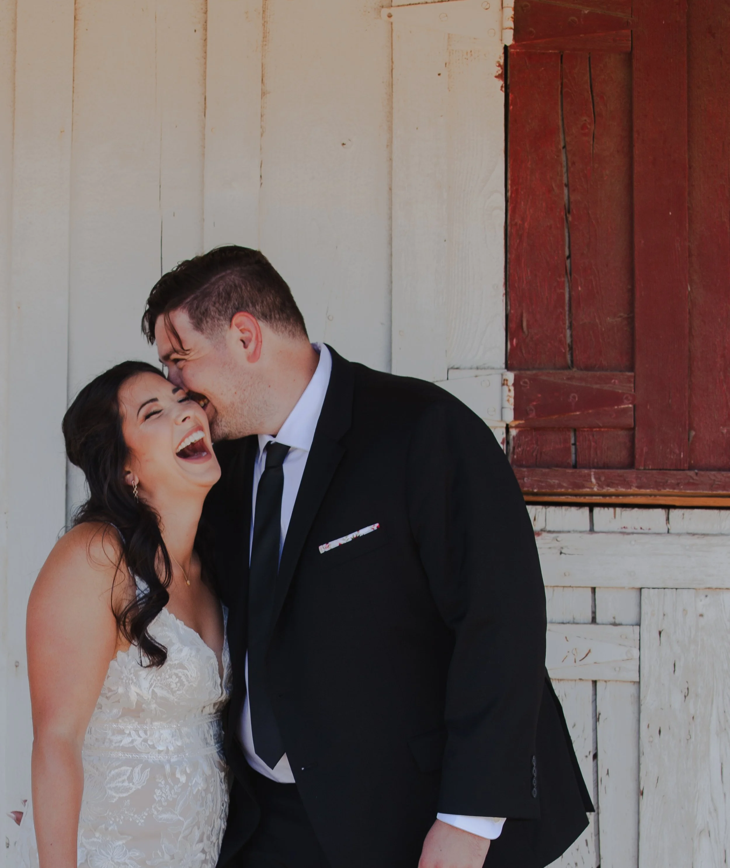  Editorial bride and groom portrait in the High Desert landscape after their Central Oregon ranch wedding 