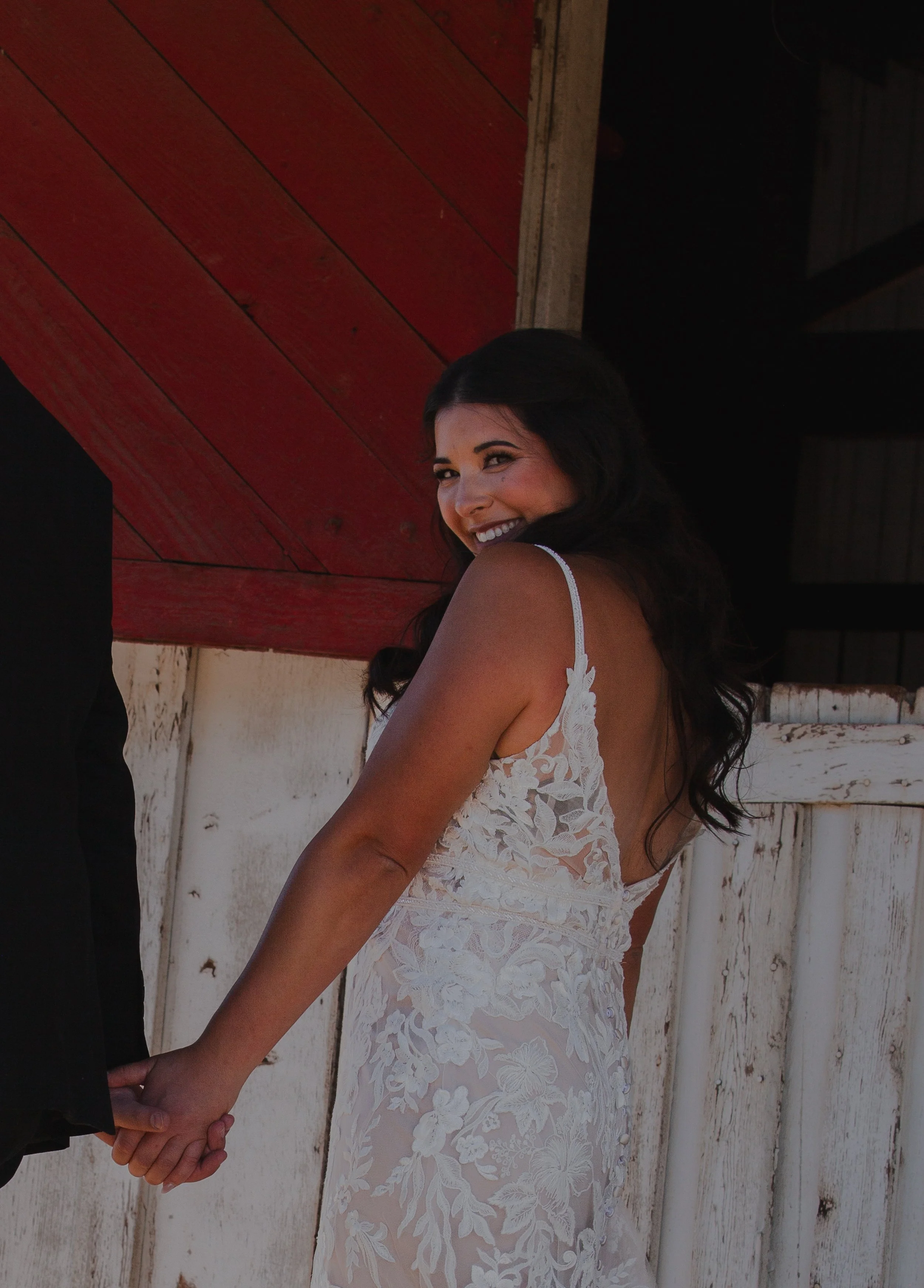  Editorial bride and groom portrait in the High Desert landscape after their Central Oregon ranch wedding 