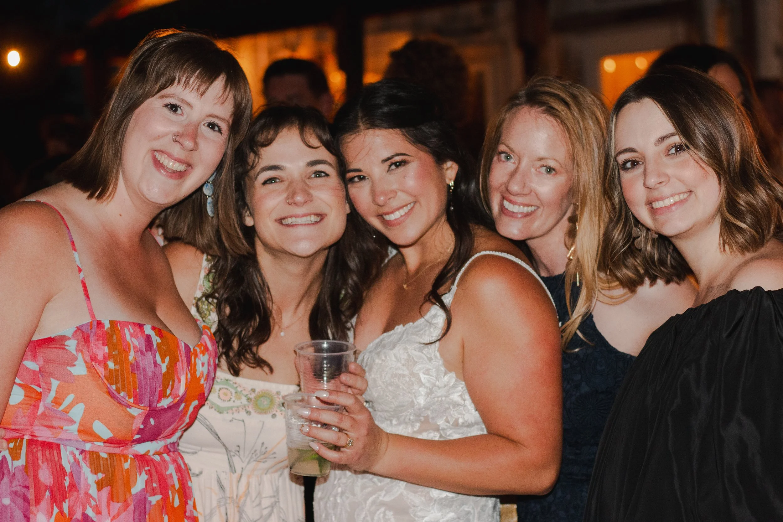  Packed wedding dance floor inside a string-lit ranch barn in Central Oregon 