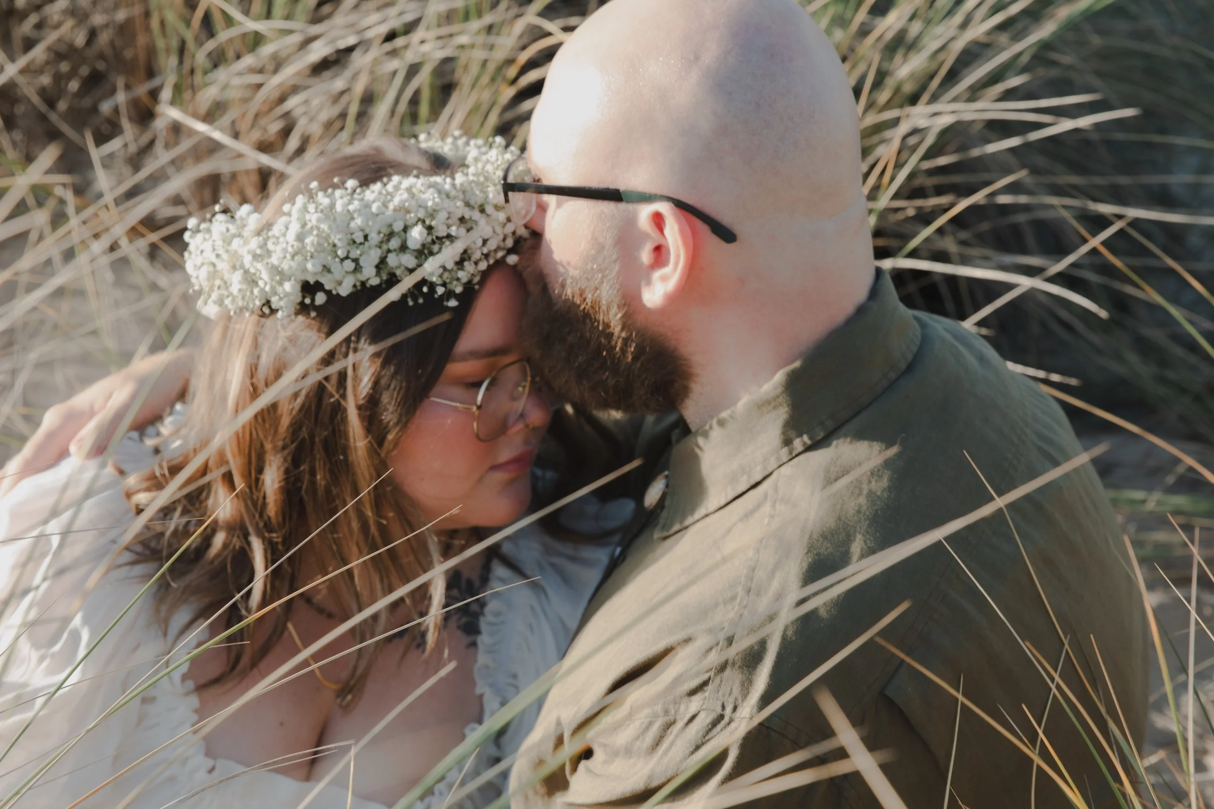 Oregon Coast engagement photo on a hidden horse trail near Manzanita