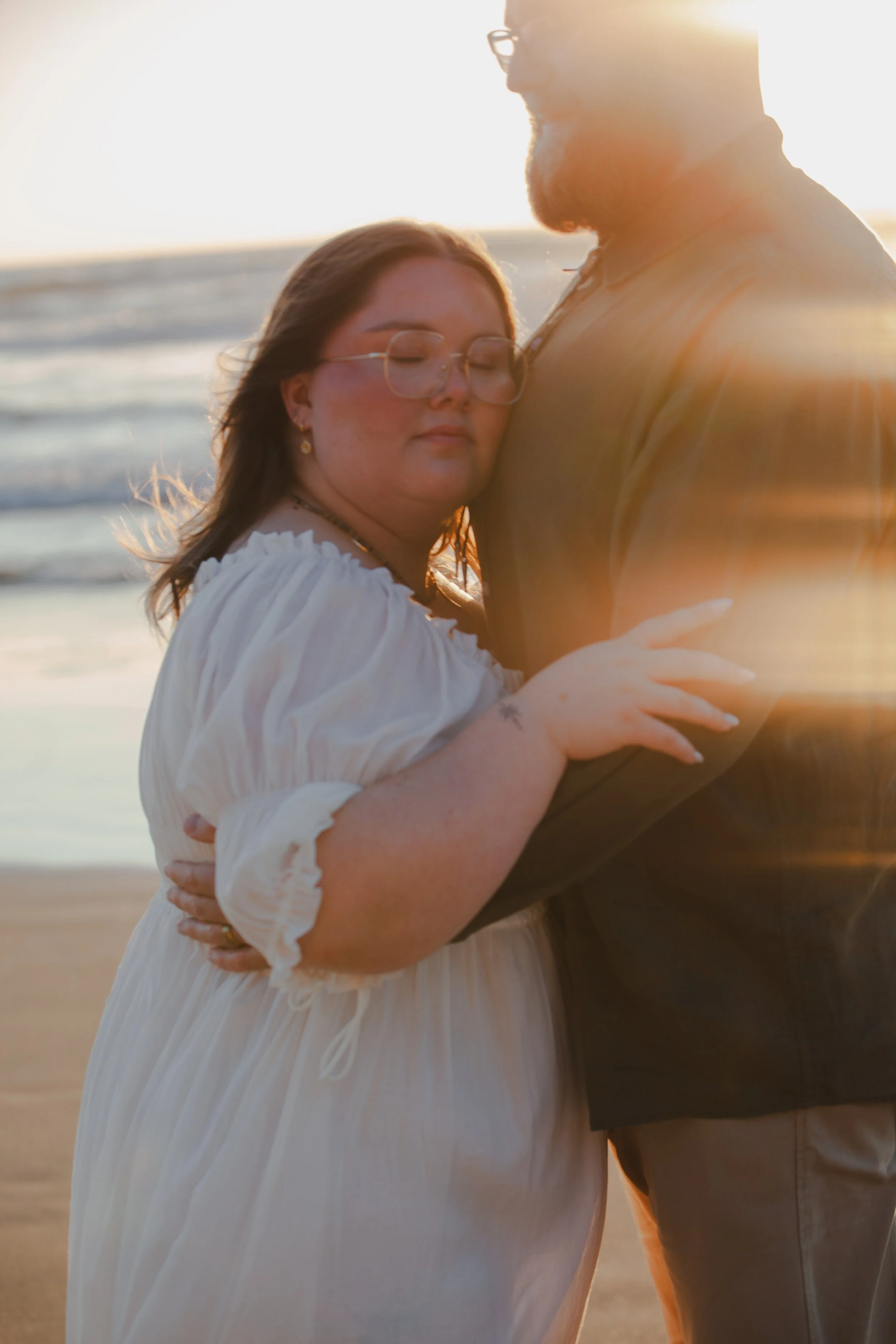Oregon Coast engagement photography at Hug Point during golden hour