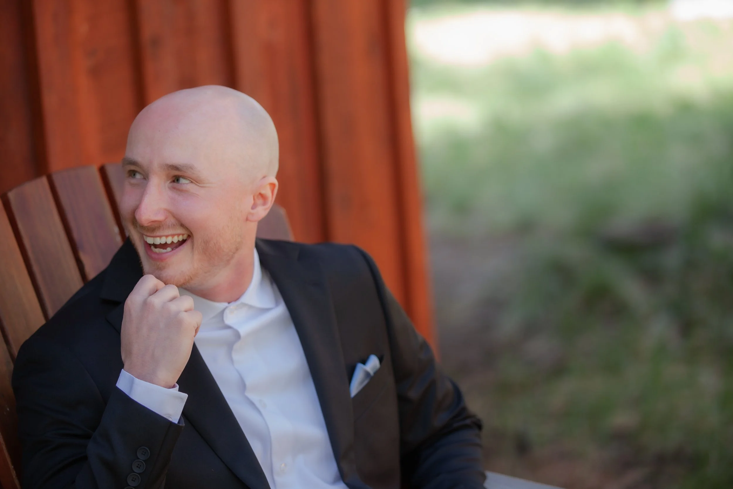 Timeless groom portrait inspired by editorial storytelling. Five Pines Lodge Sisters Oregon.
