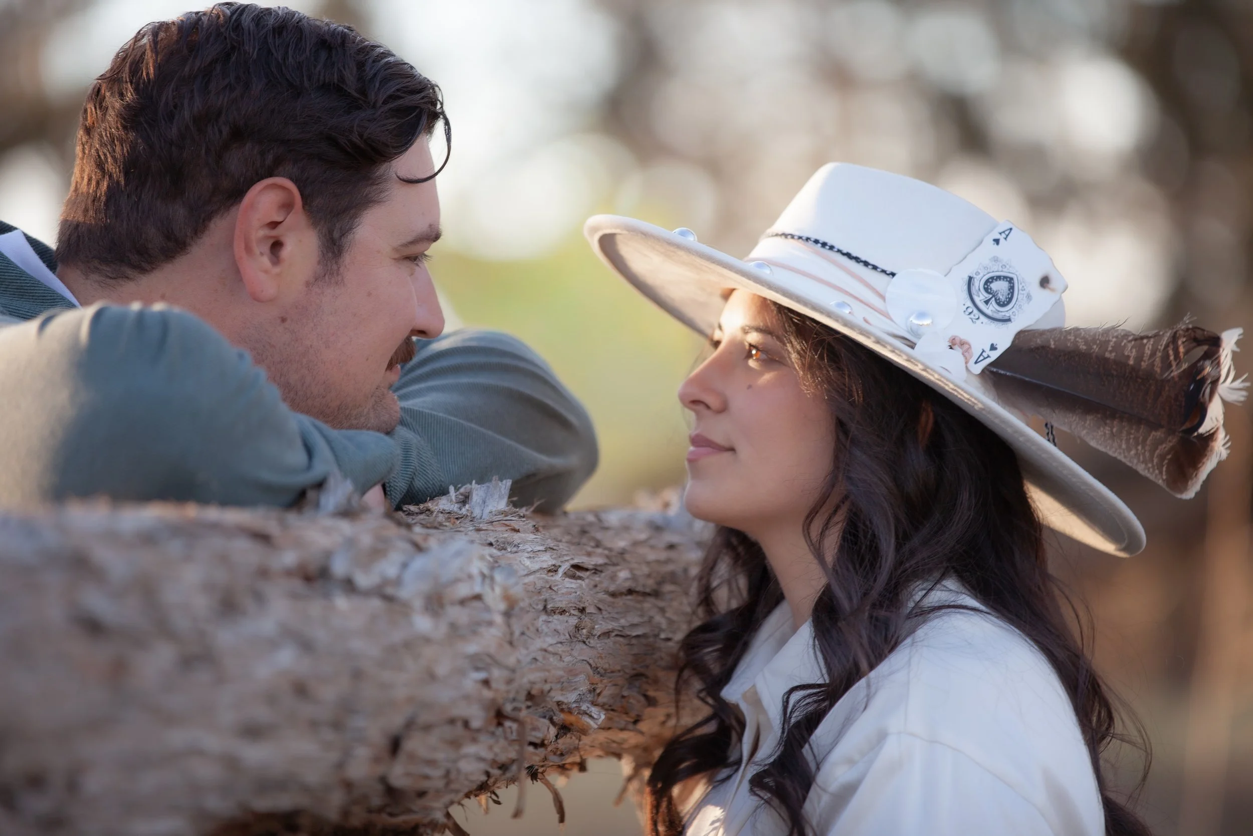 Couple during an editorial engagement session in Central Oregon photographed by Dominique Noël Photography, celebrating connection, adventure, and timeless storytelling.