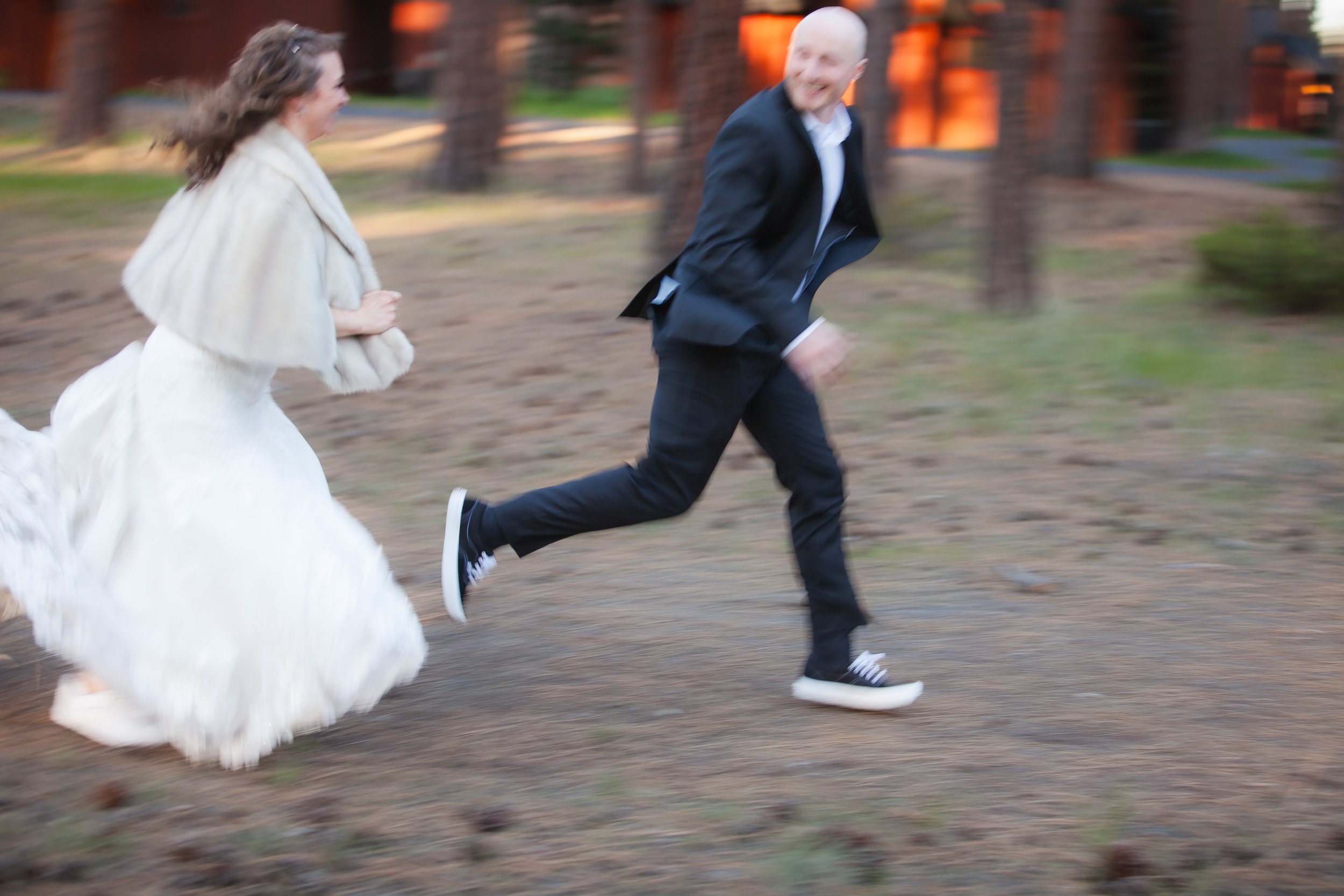 Golden hour wedding portraits filled with natural movement and emotion. Five Pines Lodge. Sisters Oregon. 