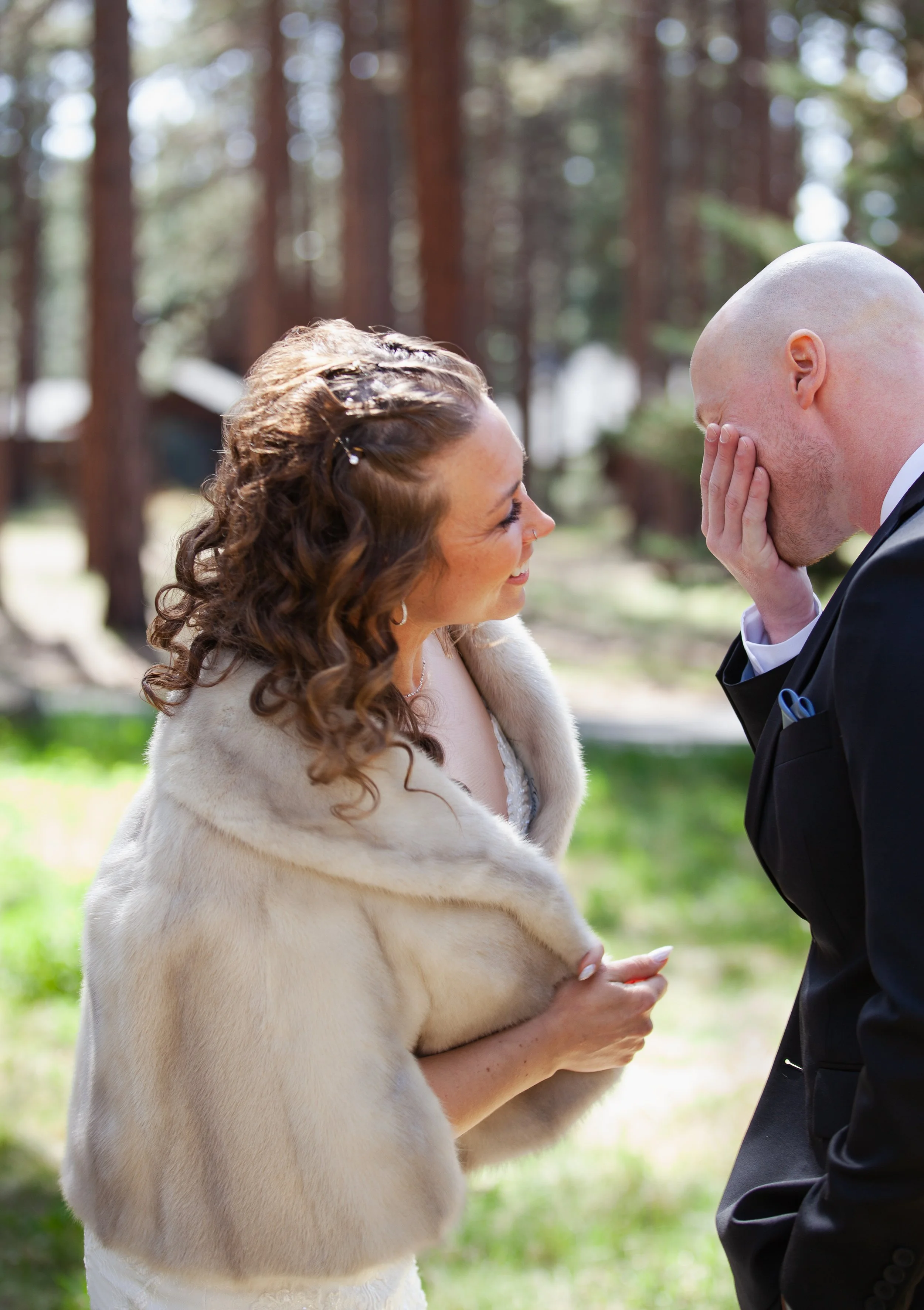 Documentary-inspired wedding portrait celebrating authentic connection. Sisters Oregon.