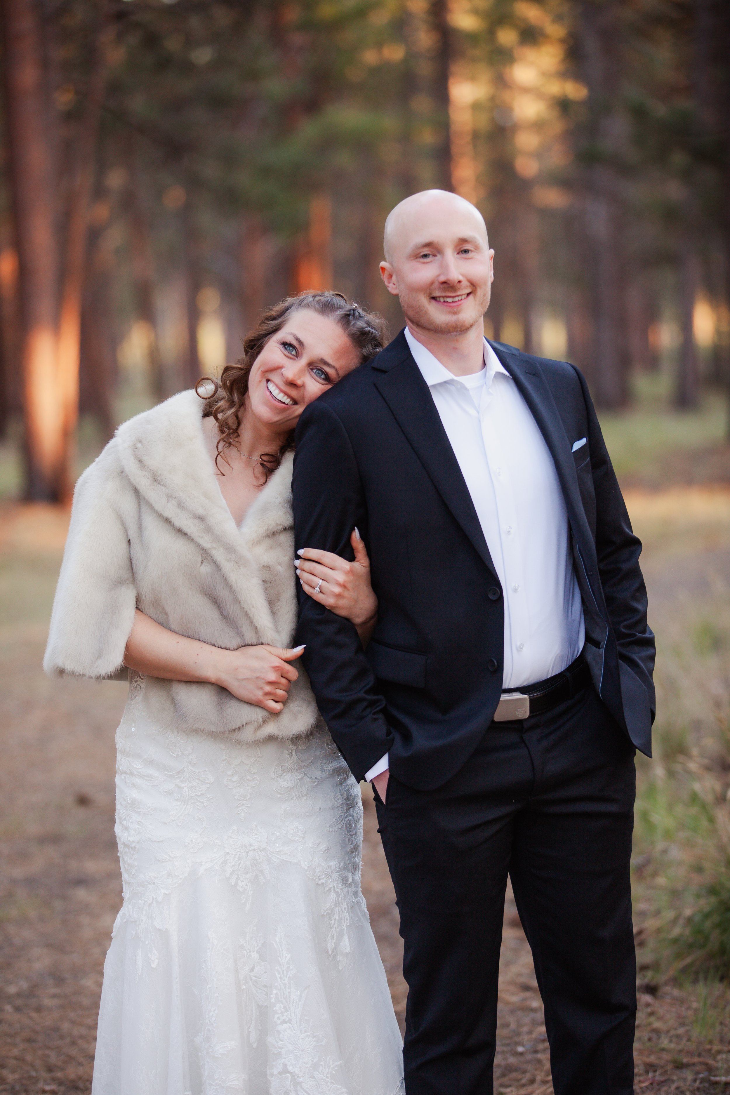 Golden hour wedding portraits filled with natural movement and emotion. Five Pines Lodge. Sisters Oregon. 