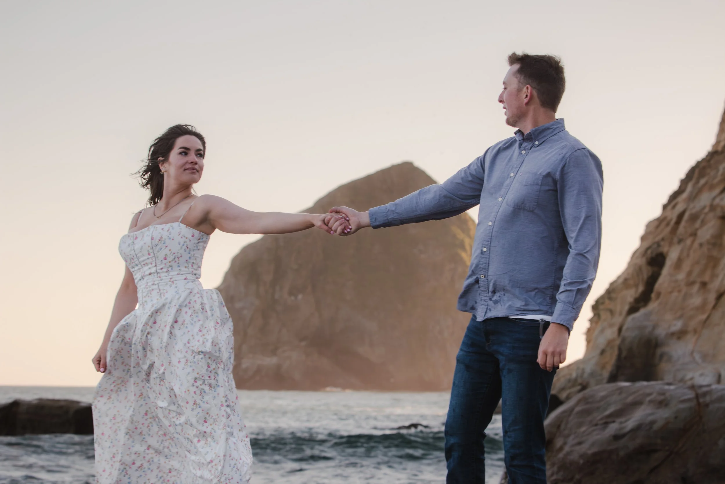 Natural engagement portraits celebrating the beauty of the Oregon Coast.