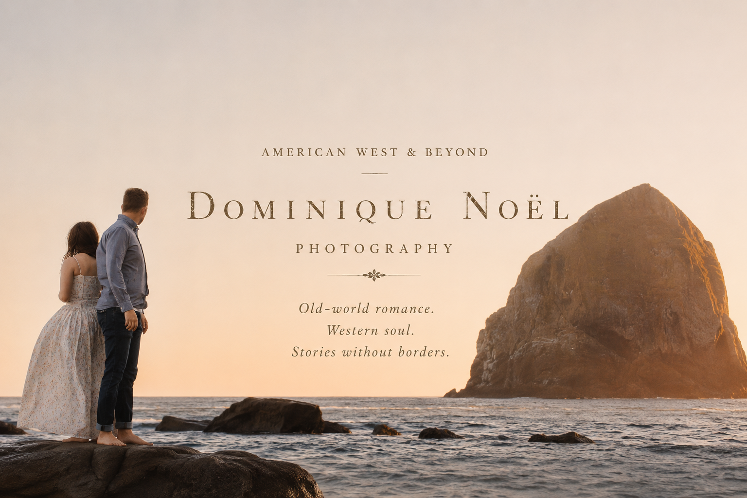 Couple holding hands during an editorial engagement session at Pacific City, Oregon, photographed by Dominique Noël Photography. Cinematic coastal storytelling in the American West.