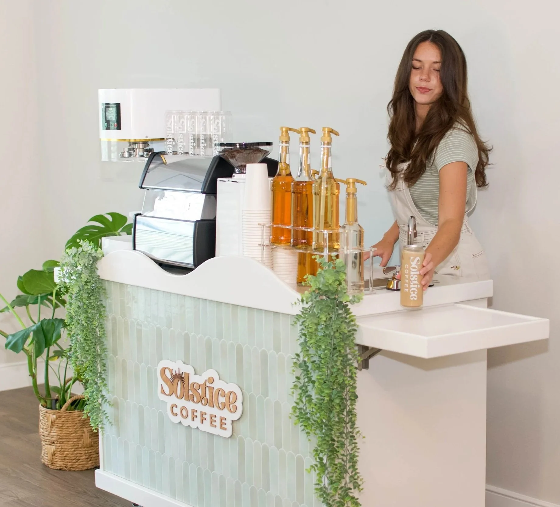 green coffee cart service canned lattes for events in austin texas.