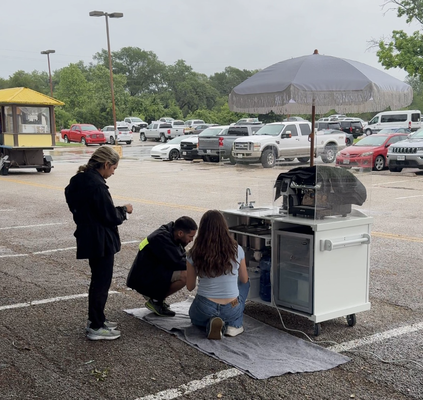 Coffee Cart Being Inspected