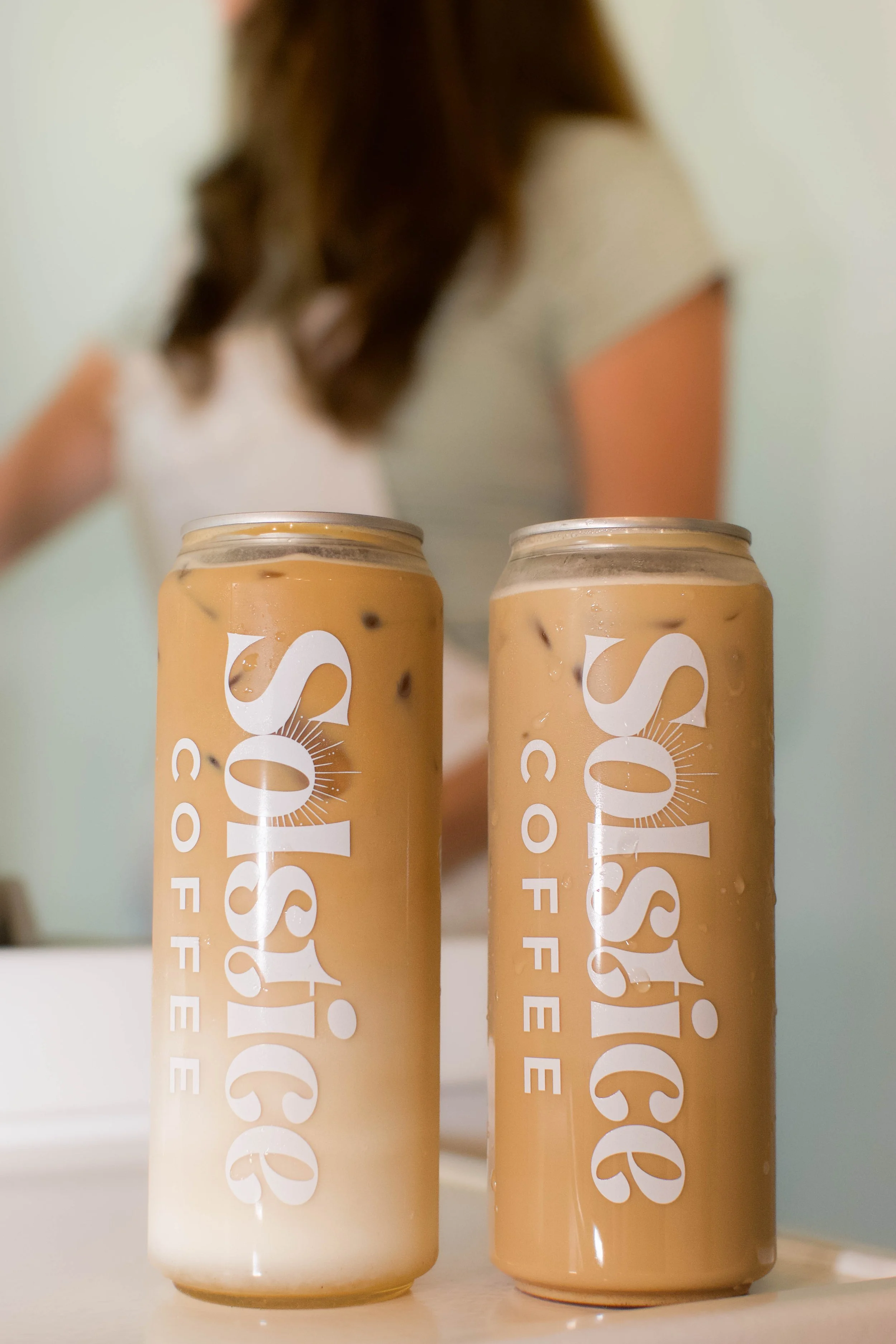 Canned lattes for solstice coffee cart serving austin texas.