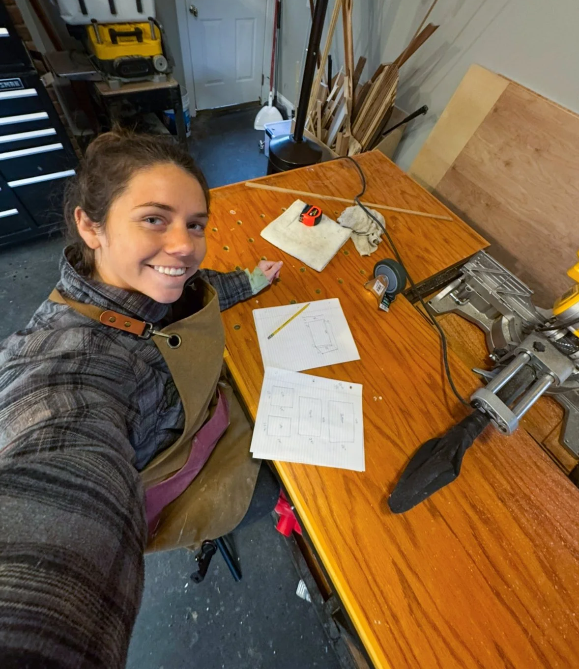coffee cart founder and builder drawing out the plans to build a coffee cart.