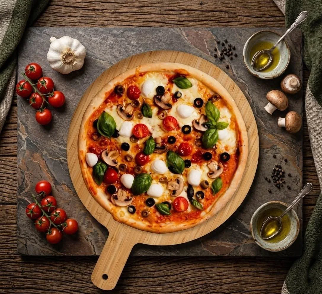 Round Bamboo Pizza Serving Board / 25 pcs