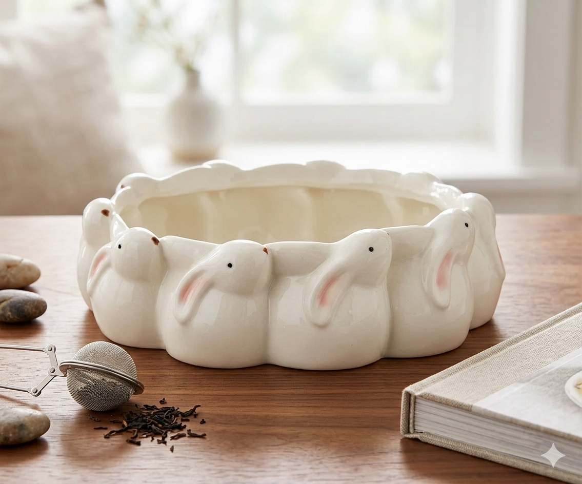 Decorative Porcelain Bunny Bowl / 15 pcs