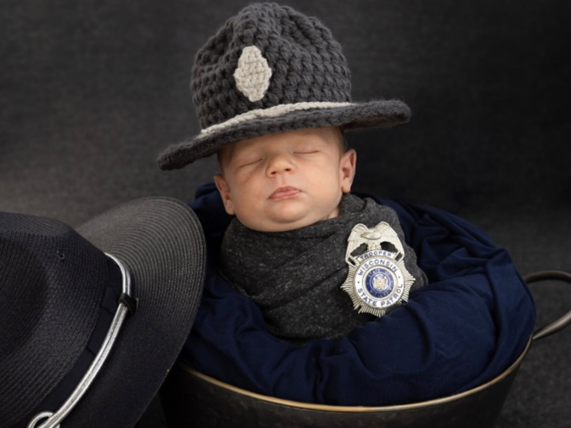 State Trooper Baby Hat - Police Officer Baby - Deputy Sheriff - Baby Police Hat - Baby Police - Sheriff Deputy - Park Ranger