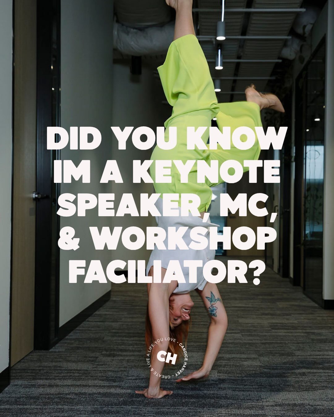Yes I&rsquo;ve been doing a lot of handstands lately (classic Candice!) AND I&rsquo;ve been getting booked out for some seriously fun stuff - keynotes, strategy days, MCing gigs, workshops, the lot.

FYI though: my September - Feb calendar is filling