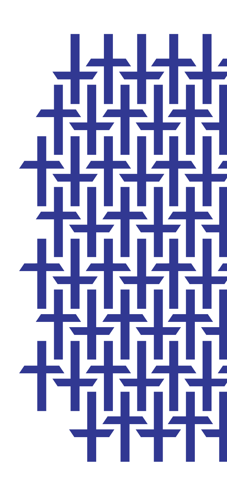 Pattern of interlinked blue crosses on a black background.