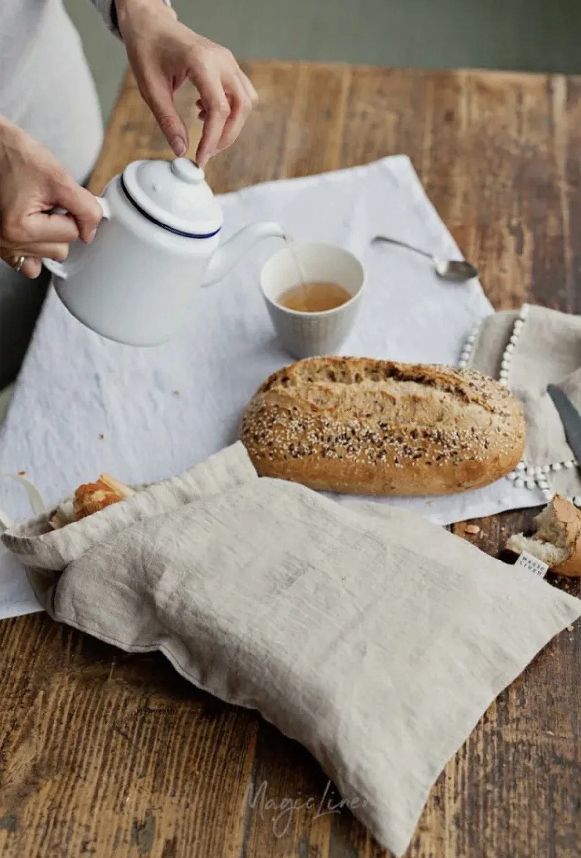 Linen Bread Bag - Natural