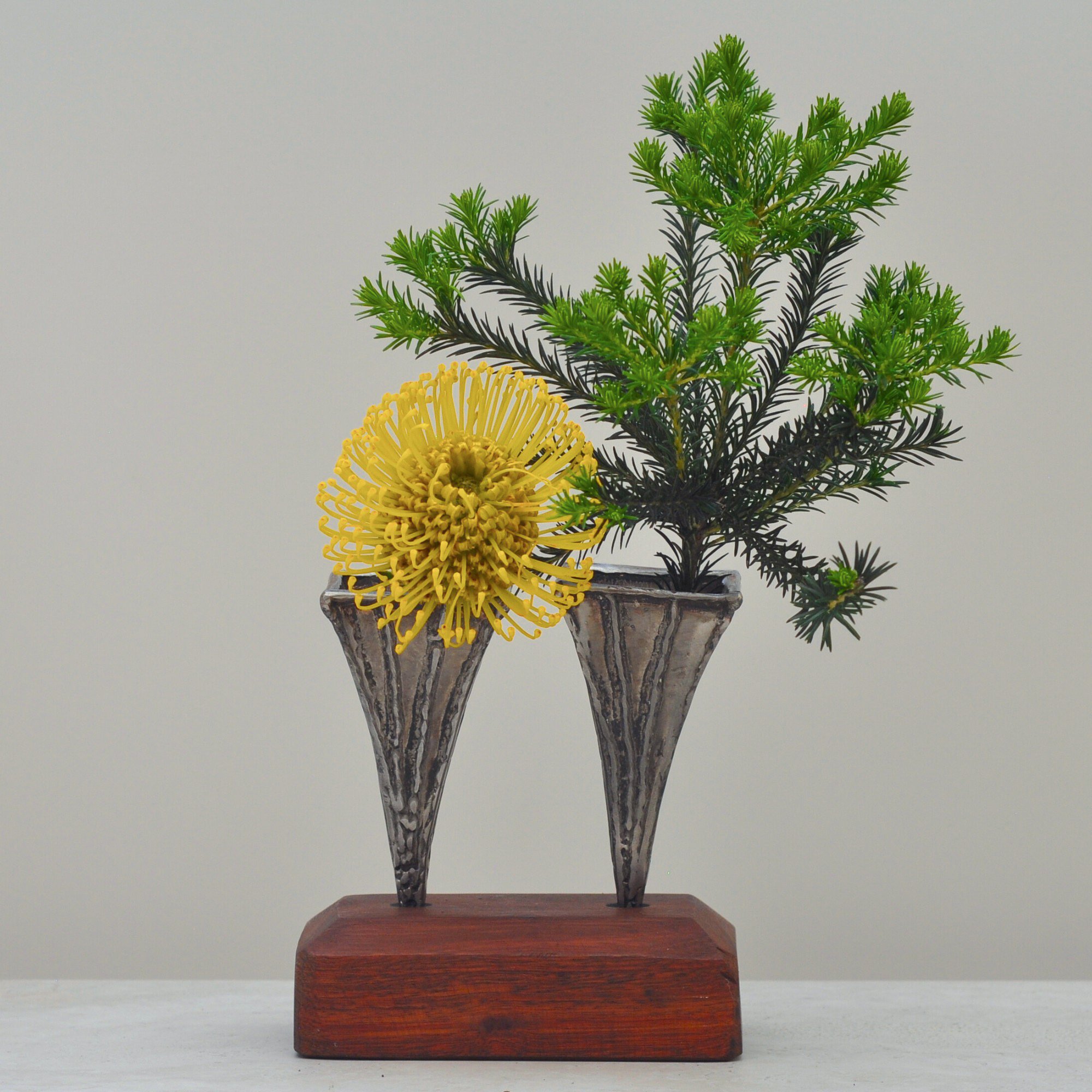 Brutalist Style Case Metal Vases - Signed Nik Markovina 2003