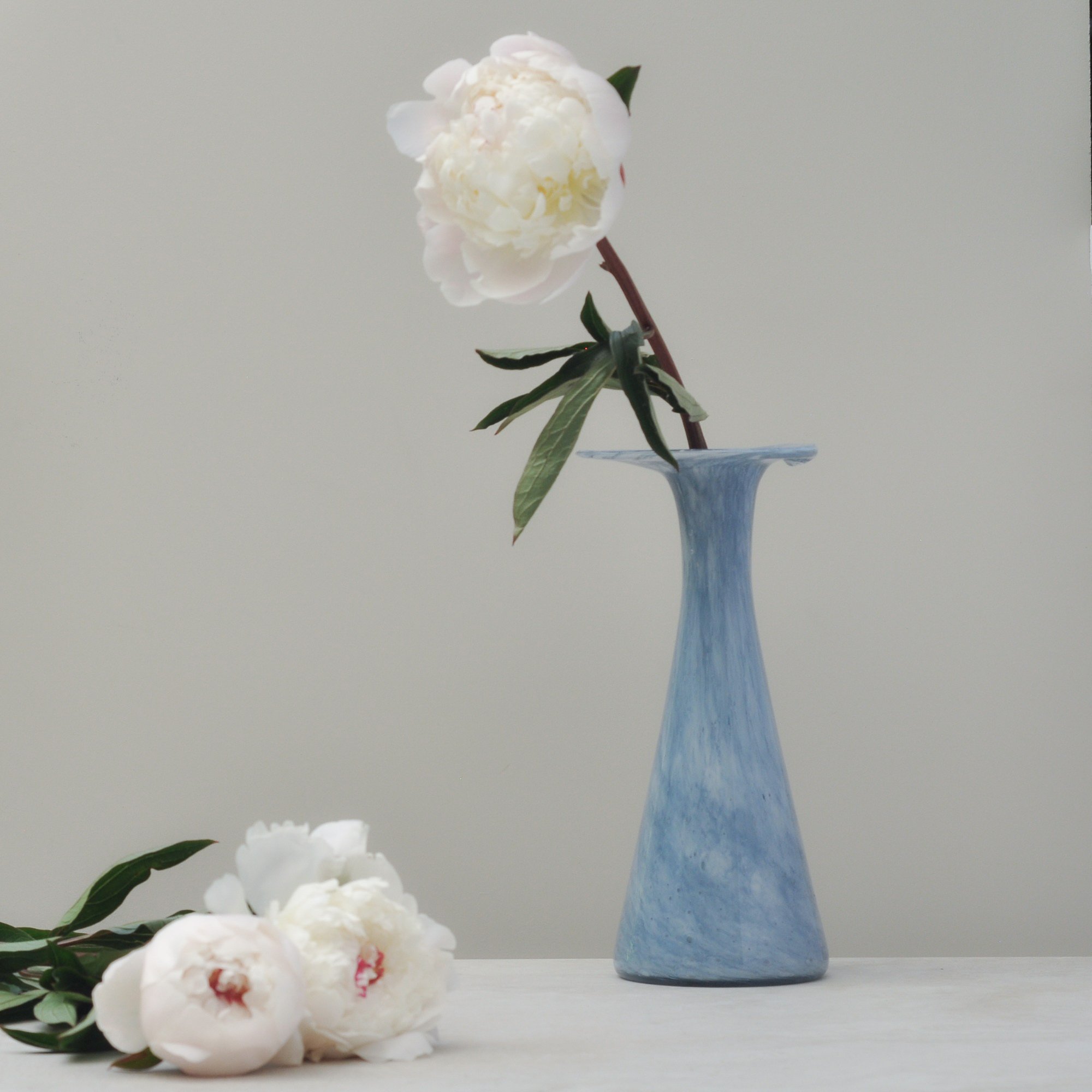 Sky Marbled Handblown Italian Glass Vase — Subrocio Pozzi for Michielotto Top Design