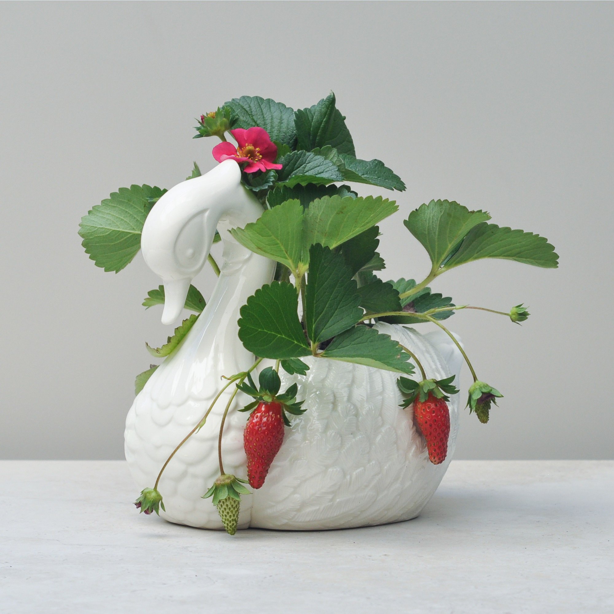 Vintage Handmade Ceramic Swan Bowl, 1987