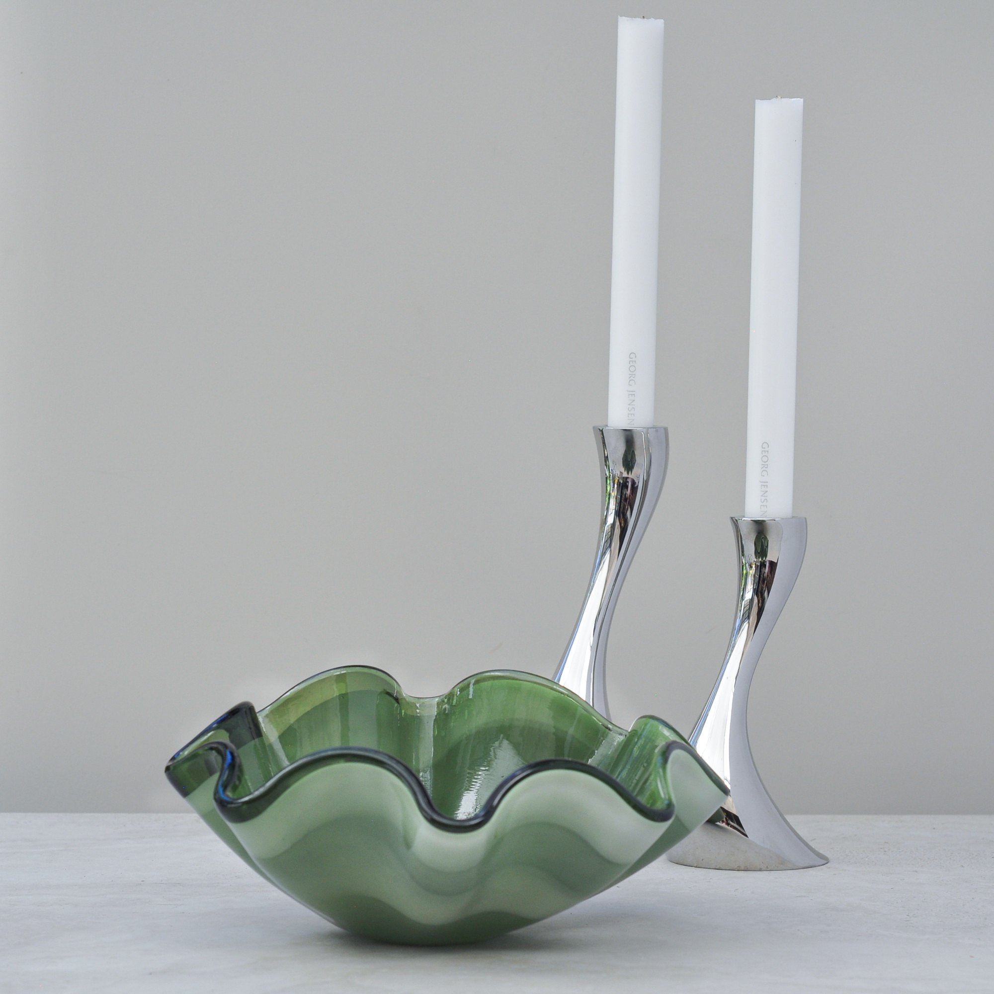 Olive Green Handblown Glass Bowl