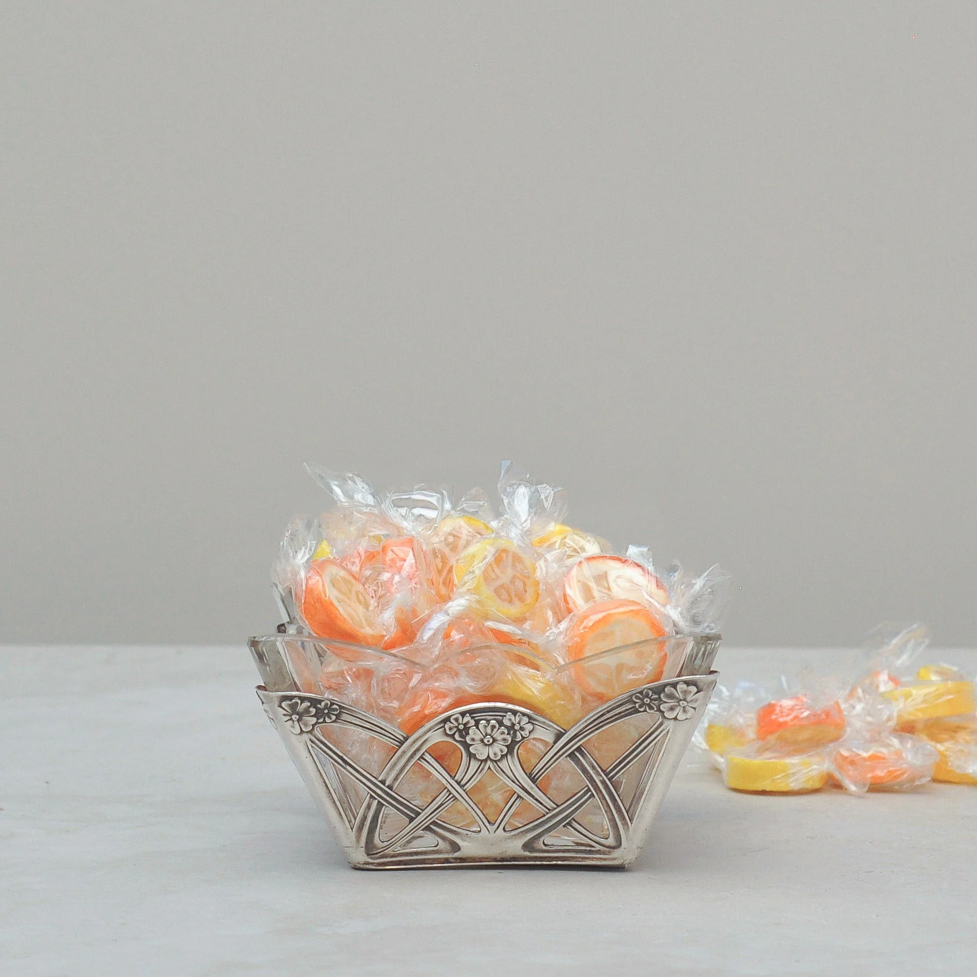 Art Nouveau Silver and Glass Sweet Bowl