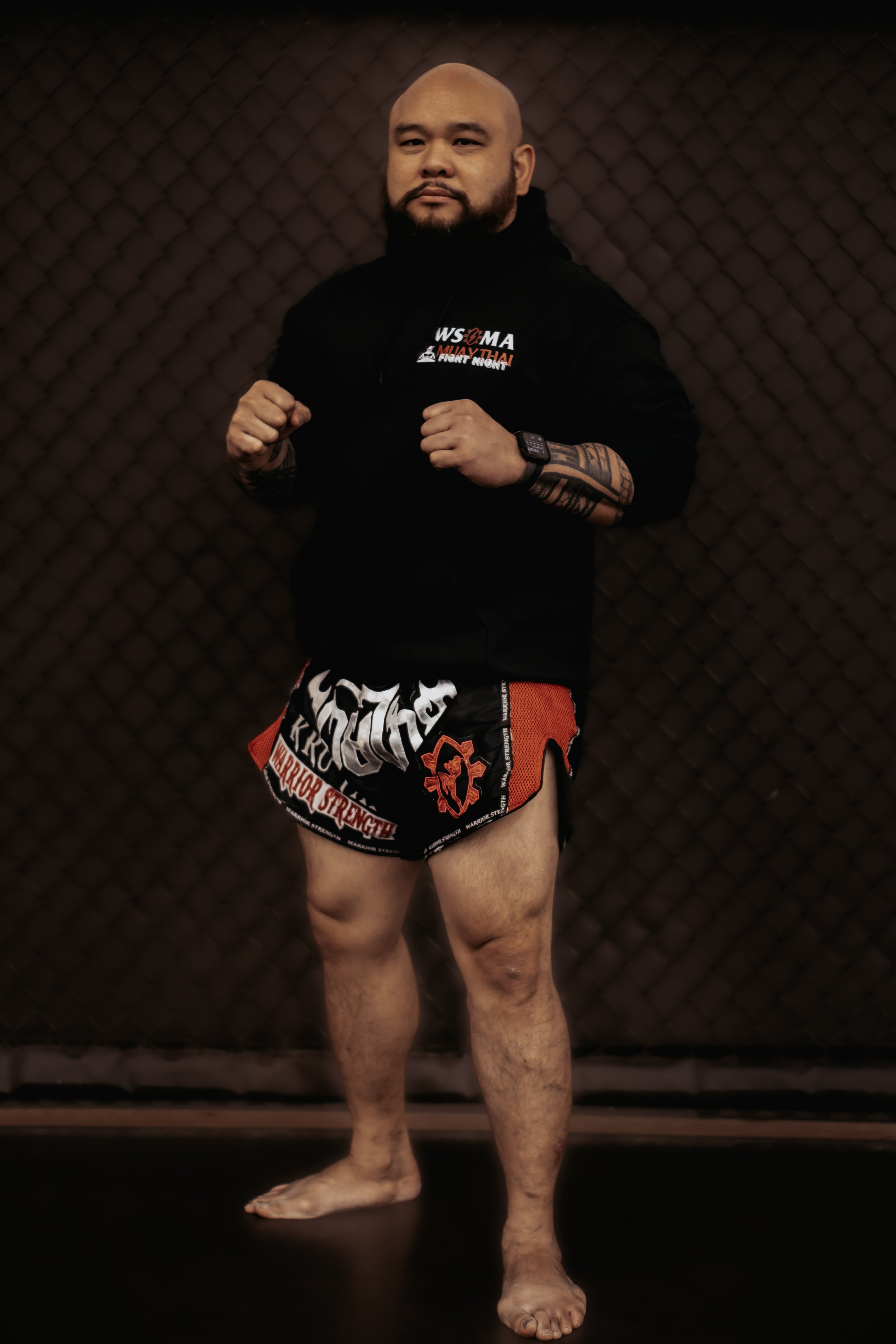 Martial artist in fight stance