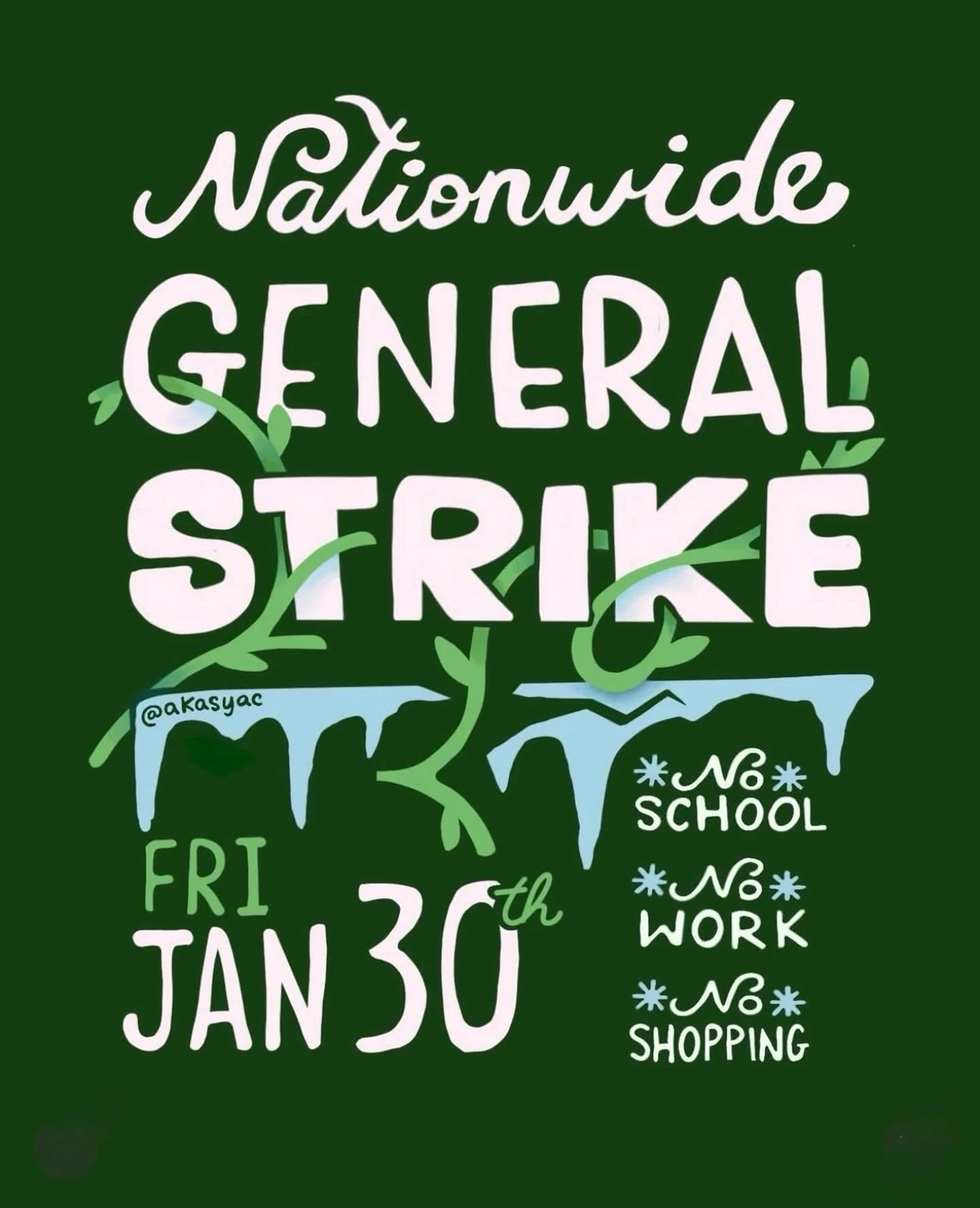 We&rsquo;ll be closed tomorrow Friday, January 30th in solidarity with the nationwide general strike. See you Saturday.
