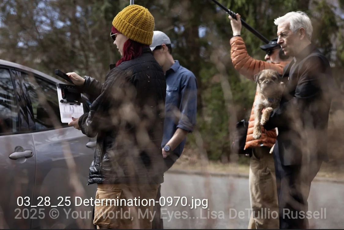 SIT WITH ME WHILE I DIE (2025) Director: Brian Russell / Camera Assistant: Paola Michaela 
Paola working as slate operator. Photo credits: Lisa Detullio Russell