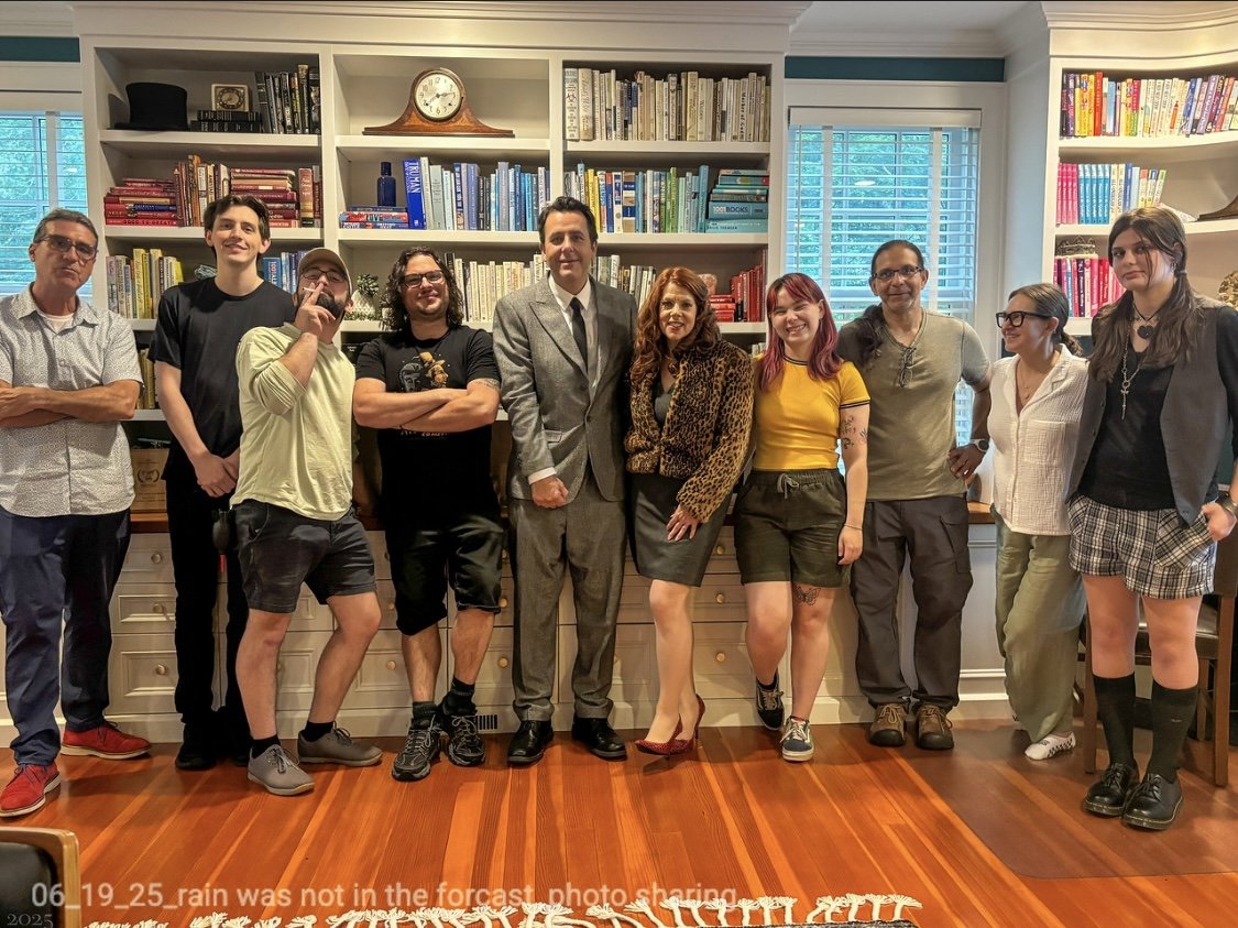 RAIN WAS NOT IN THE FORECAST (2025) Director: Brian Russell / Grip and Camera Assistant: Paola Michaela 
Cast and crew photo. Photo credits: Lisa Detullio Russell