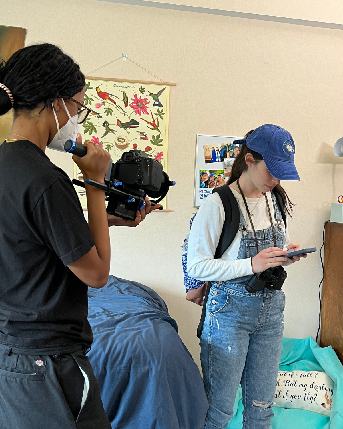 THE WINGED DETECTIVES (2022) Director of Photography Reign Morris setting up for the first shot with lead actor Ariel Benjamin