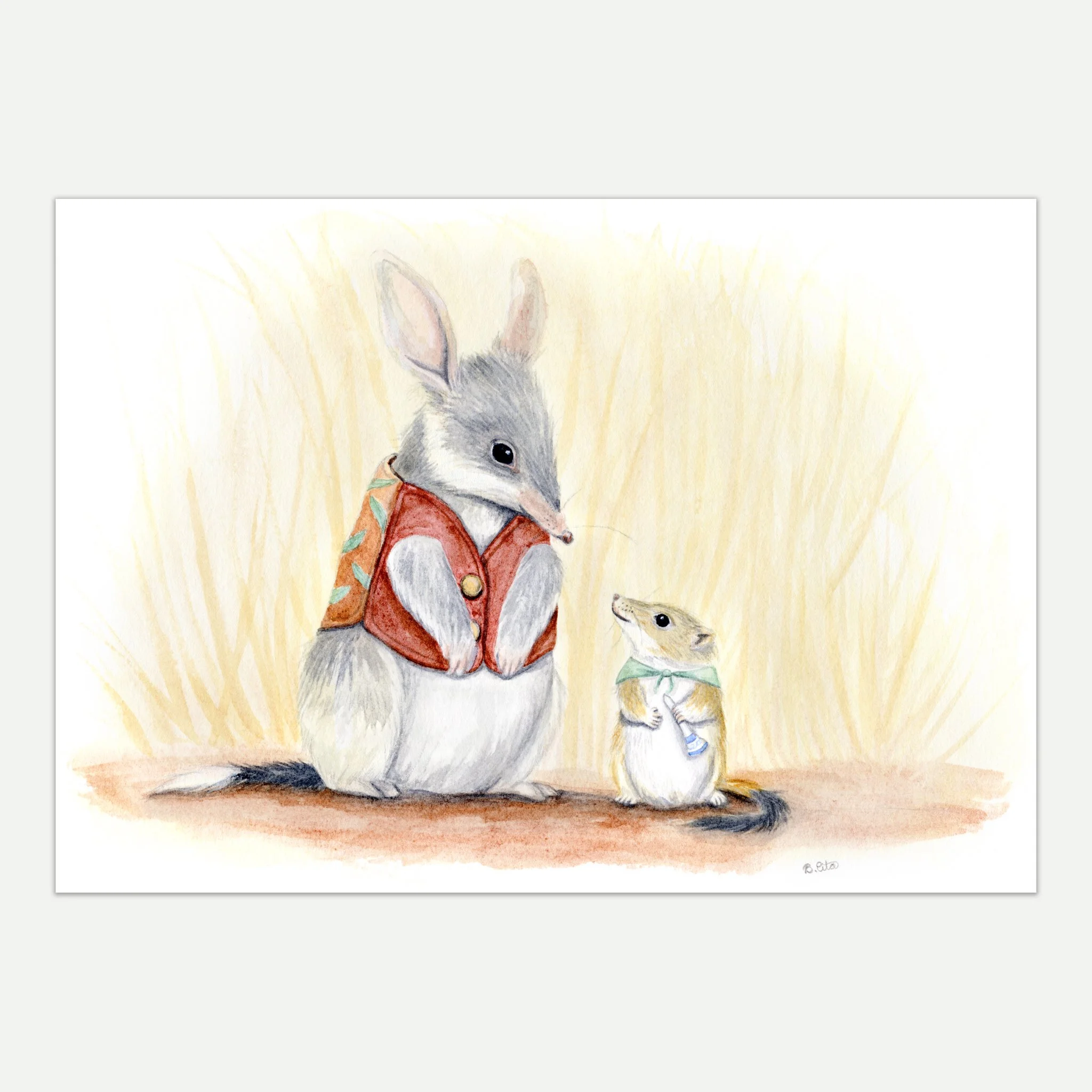 Greater Bilby and Brush-tailed Mugara A4 Print